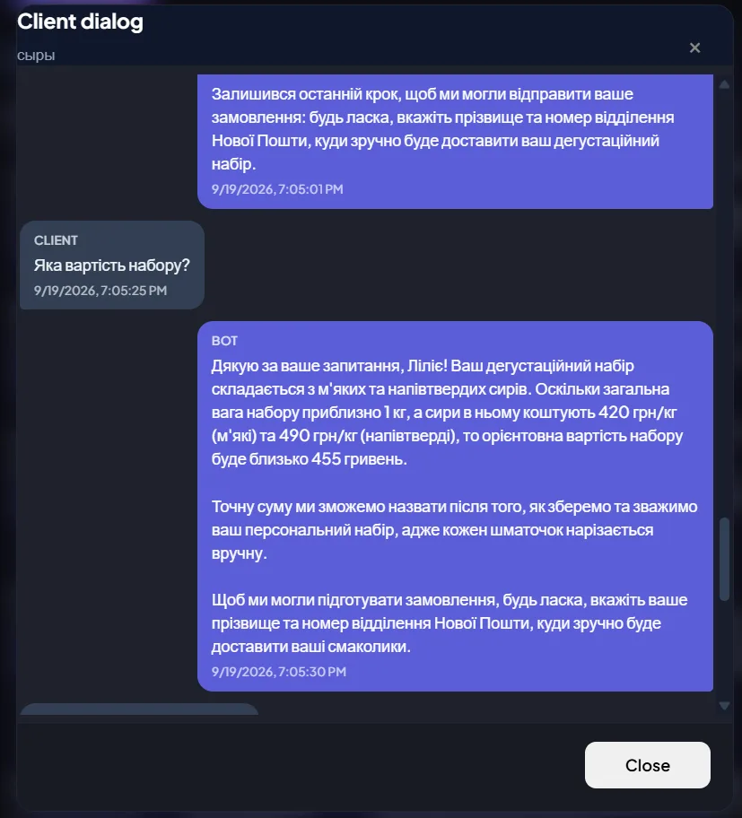 Bot dialogue